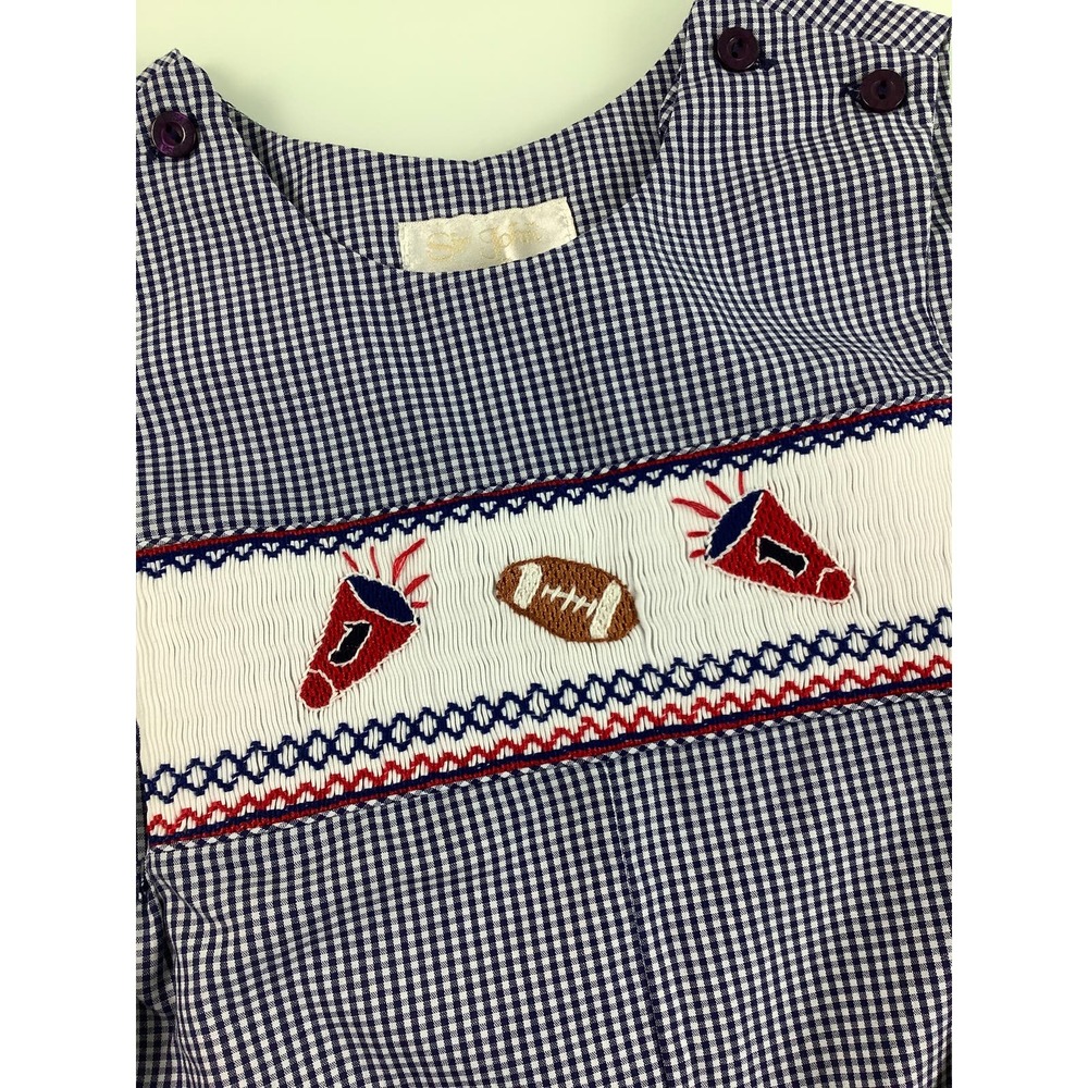 Sir John Smocked Navy Football Shortalls toddler size 3T NWT - Picture 9 of 11